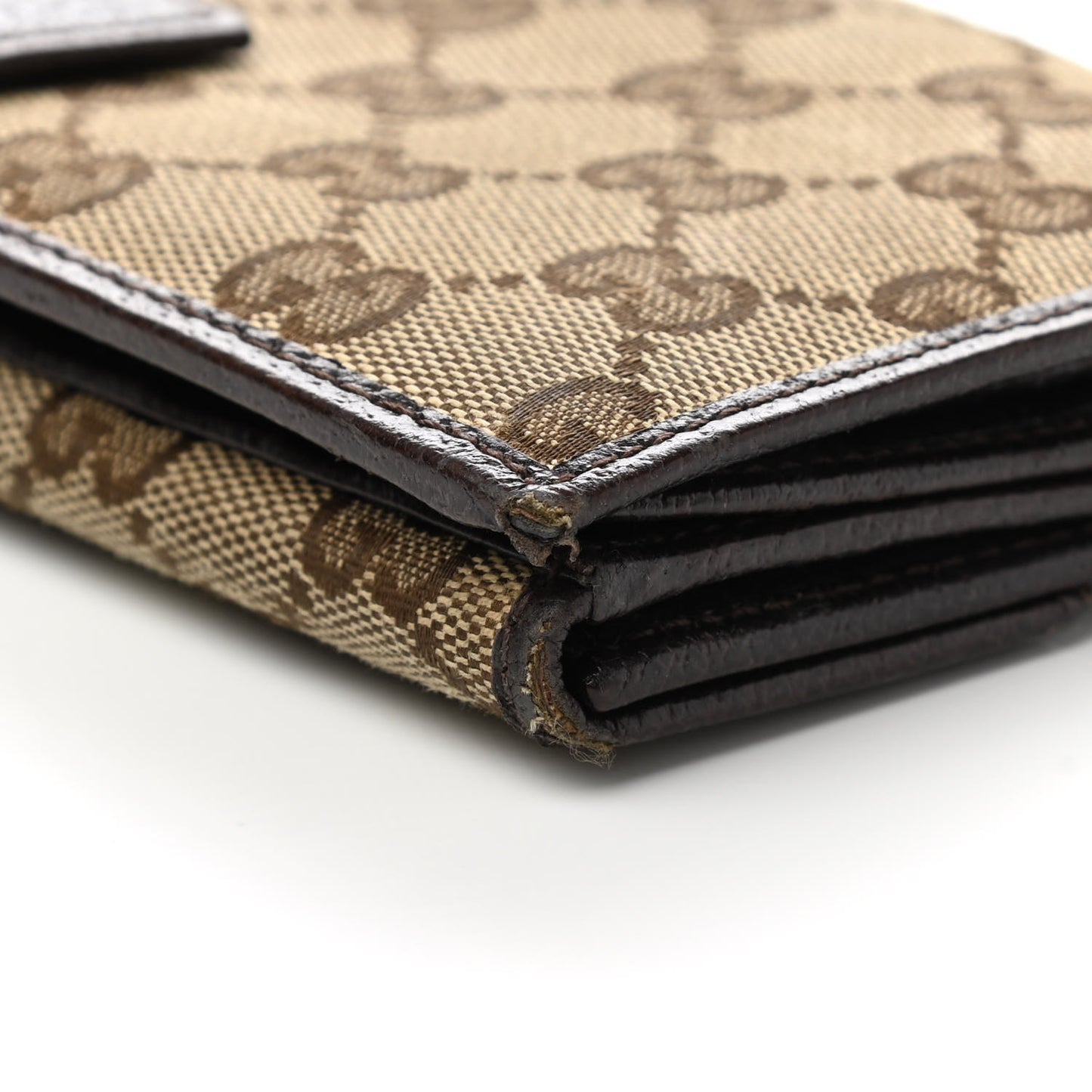 Monogram Metal Bar Continental Flap Wallet Beige Ebony Dark Brown