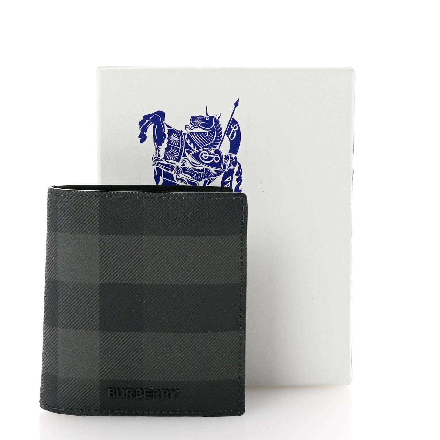 Charcoal Check Calfskin Bi-Fold Wallet