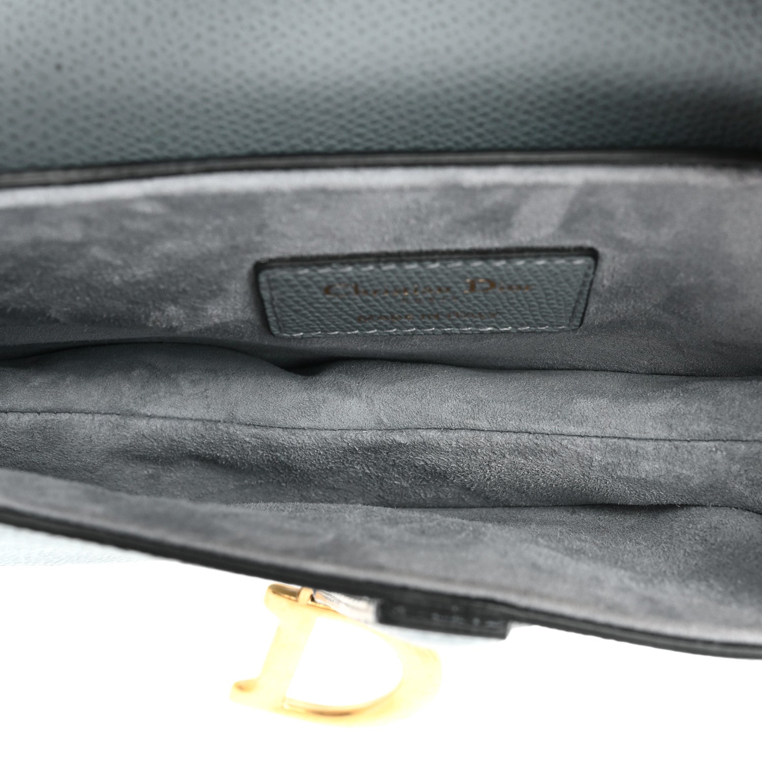 Christian Dior Grained Calfskin Mini Saddle Bag Sky Blue 5 of 13