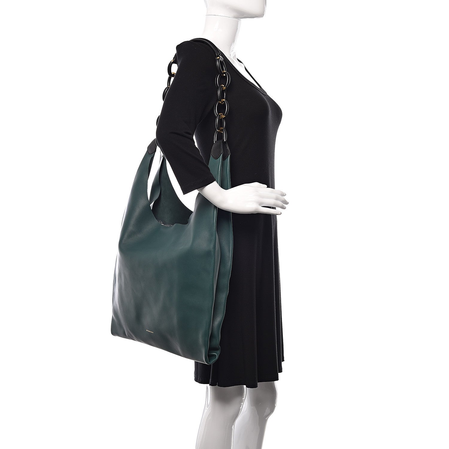 Burberry Calfskin Medium Two Tone Shopper Racing Green 2 of 8