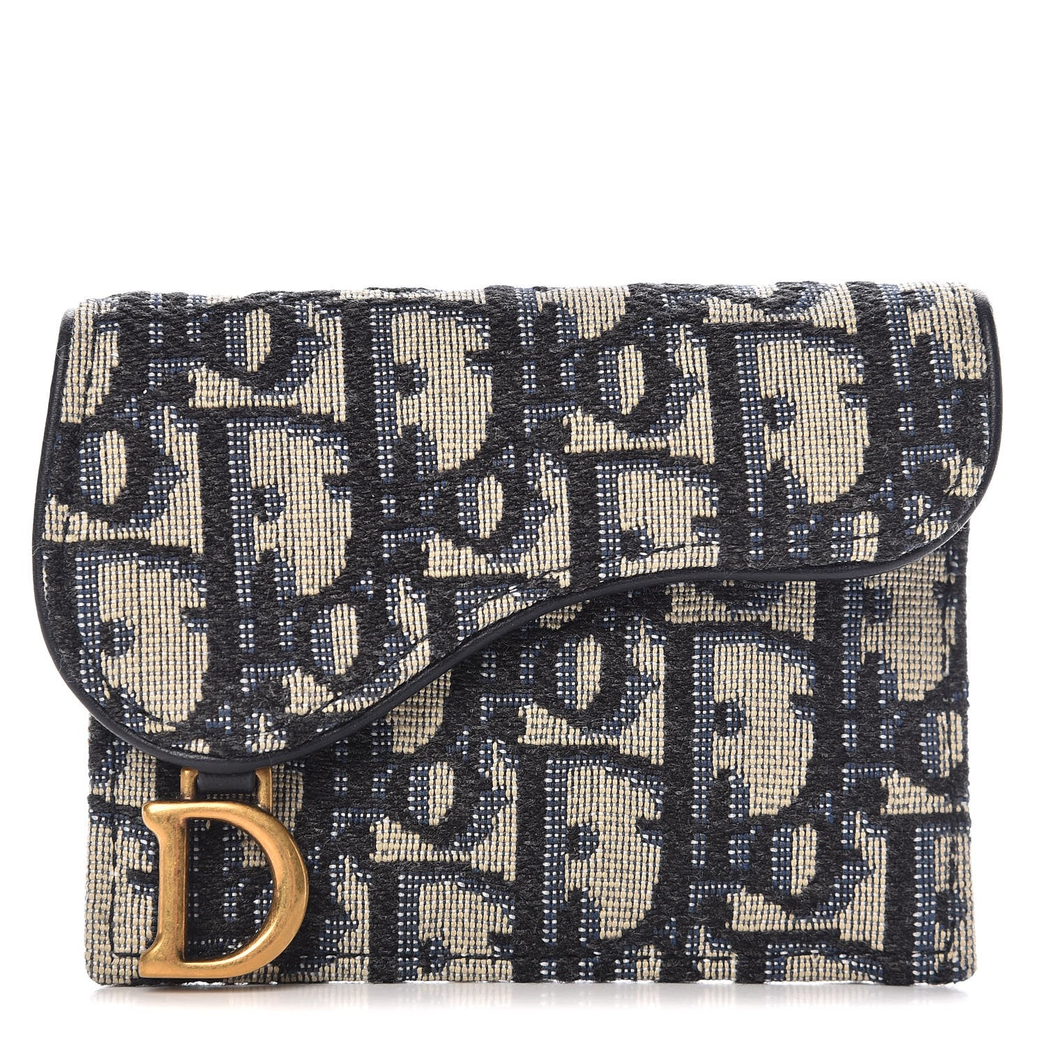 Christian Dior Oblique Saddle Card Holder Blue 1 of 8