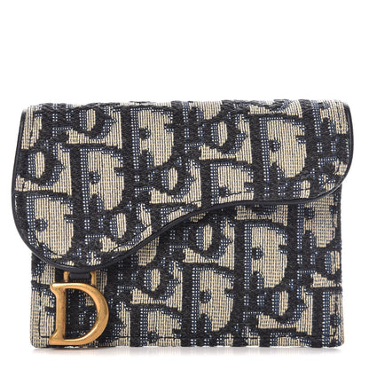 Christian Dior Oblique Saddle Card Holder Blue 1 of 8