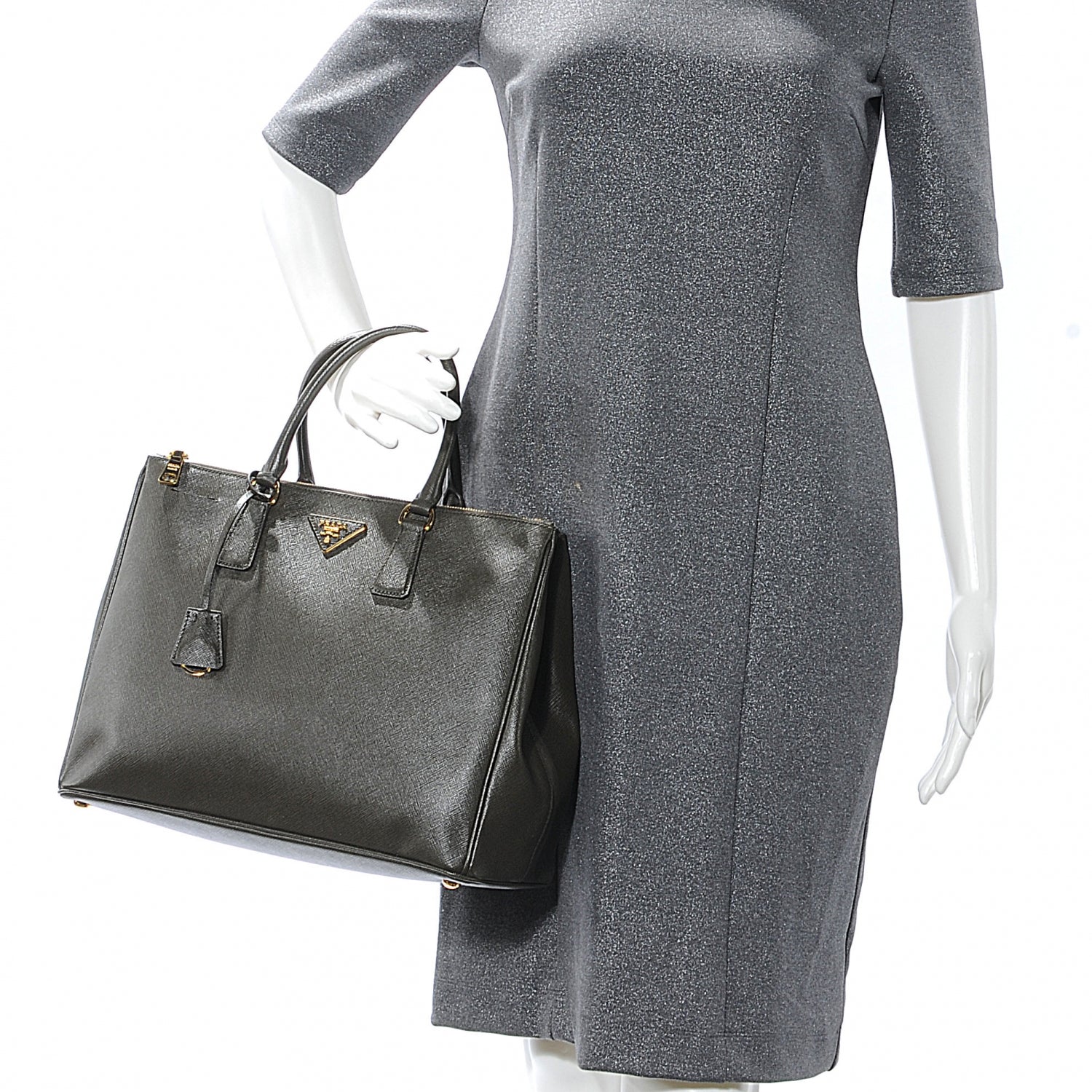 Prada Saffiano Lux Tote Militare 2 of 7
