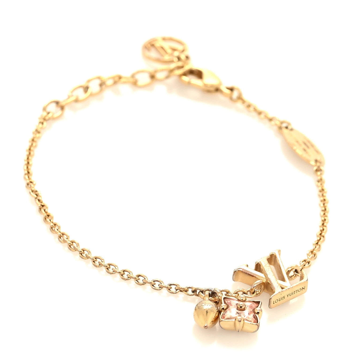 Louis Vuitton Metal Crystal Loulougram Bracelet Gold 1 of 6