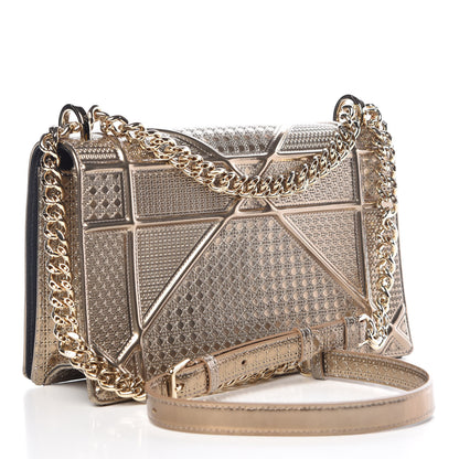 Christian Dior Metallic Patent Micro-Cannage Medium Diorama Flap Bag Gold 4 of 19