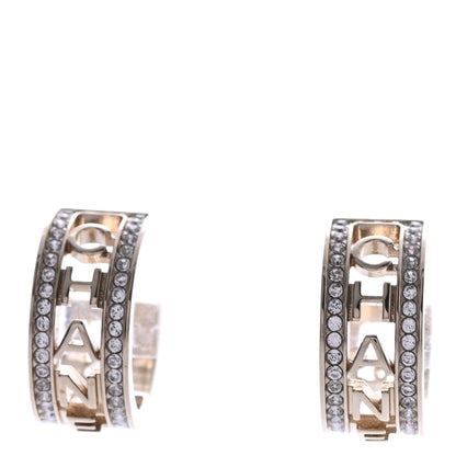 Chanel Metal Crystal Bow-tiful CC Hoop Earrings Gold 1 of 4