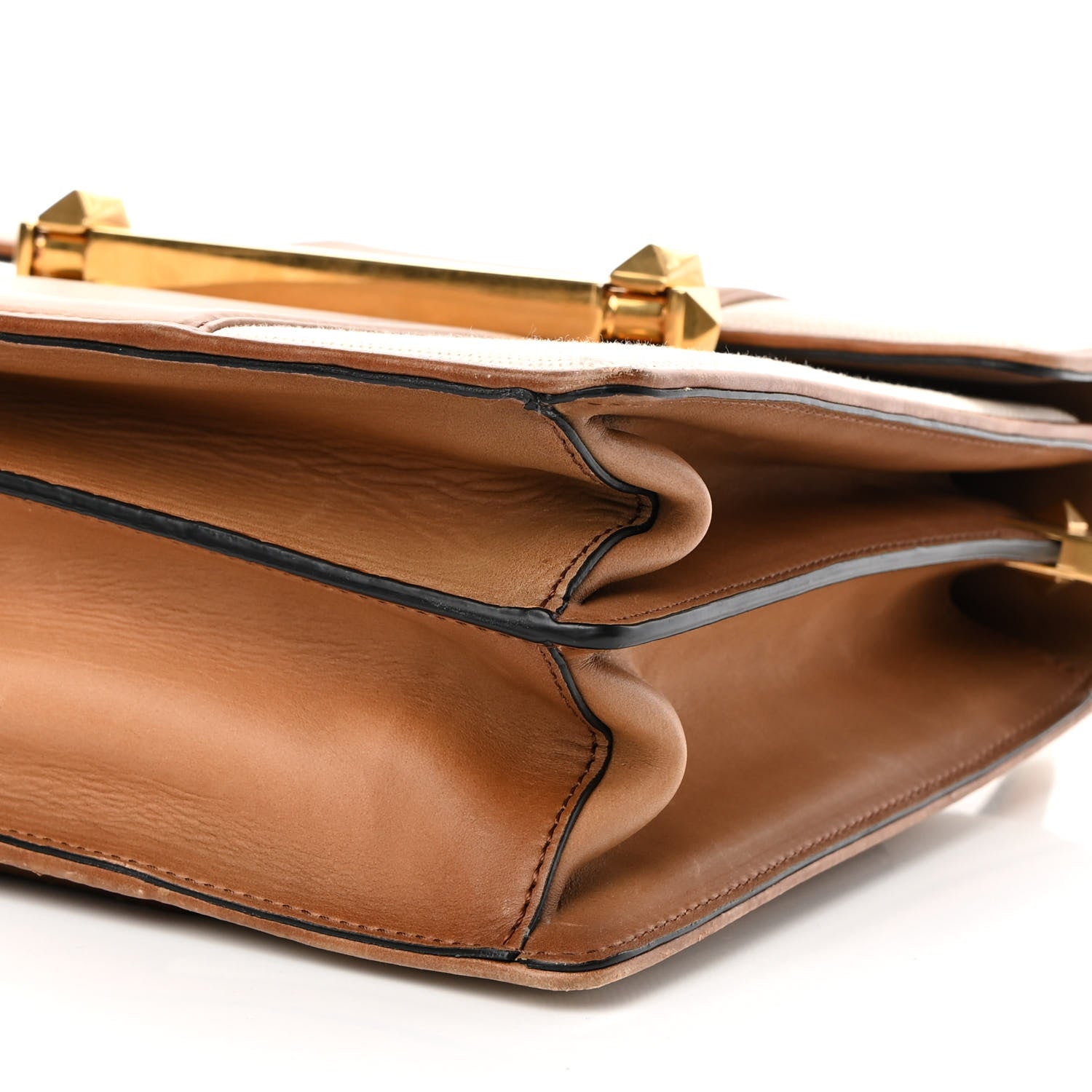 Valentino Garavani Calfskin Canvas Colorblock Crossbody Bag Natural 8 of 12