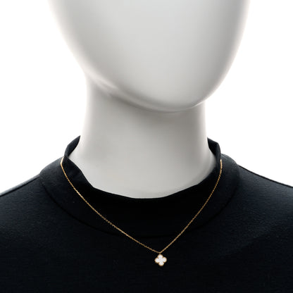 Van Cleef & Arpels 18K Yellow Gold Mother of Pearl Sweet Alhambra Pendant Necklace 2 of 6