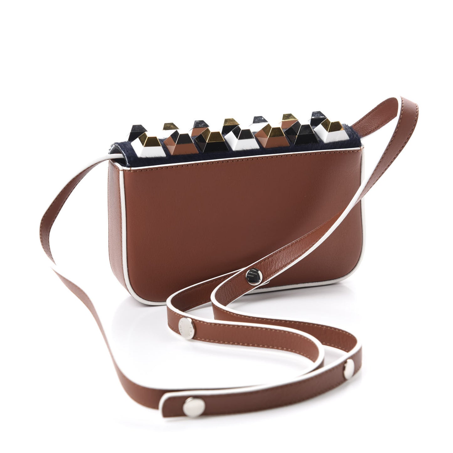 Vitello Dolce Calf Hair Studded Mini 3Baguette Shoulder Bag Caramello Iris