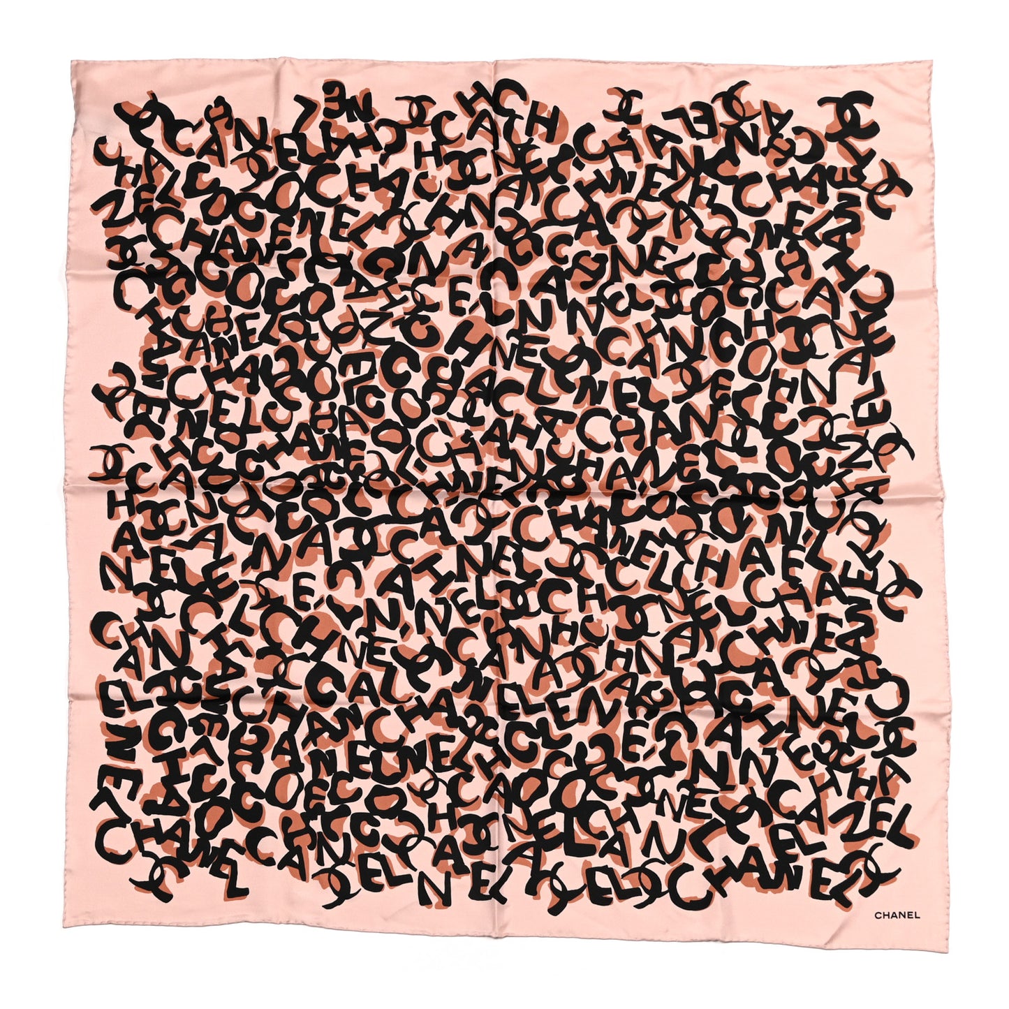 Silk CC Square Scarf Pink Black Brown