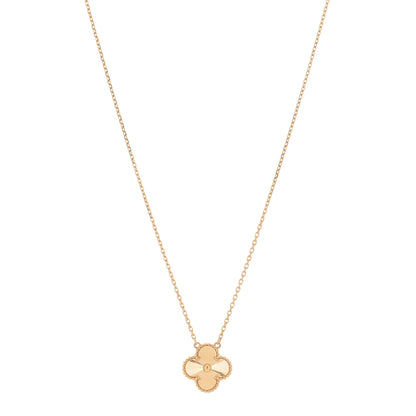 Van Cleef & Arpels 18K Yellow Gold Guilloche Vintage Alhambra Pendant Necklace 1 of 3