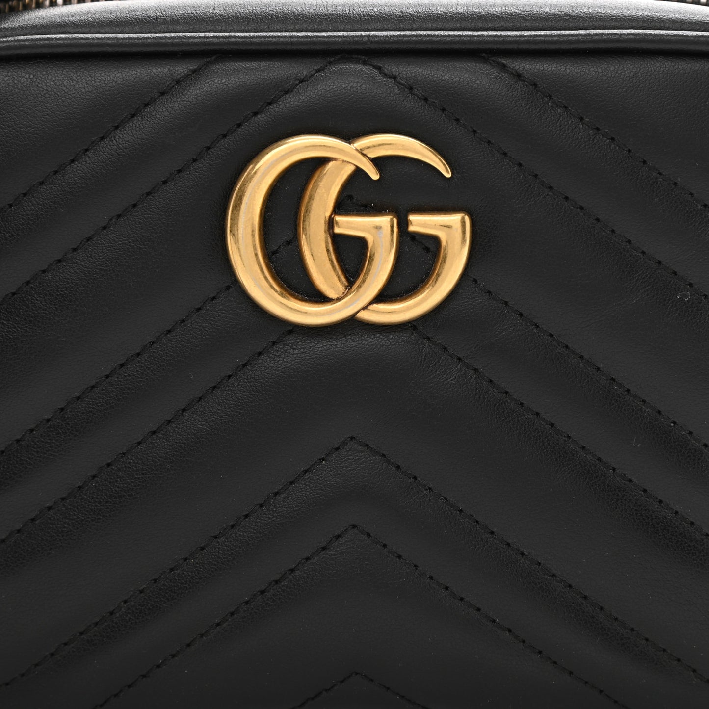 Calfskin Matelasse Mini GG Marmont Chain Shoulder Bag Black