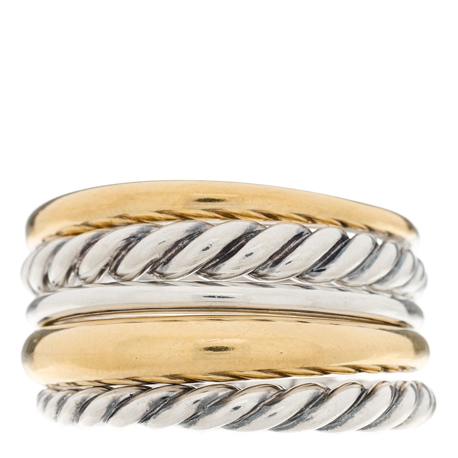 David Yurman Sterling Silver 18K Yellow Gold Wide Pure Form Ring 60 9 1 of 6