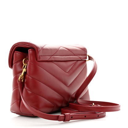 Saint Laurent Calfskin Y Quilted Monogram Toy Loulou Monogram Crossbody Bag Red 3 of 11
