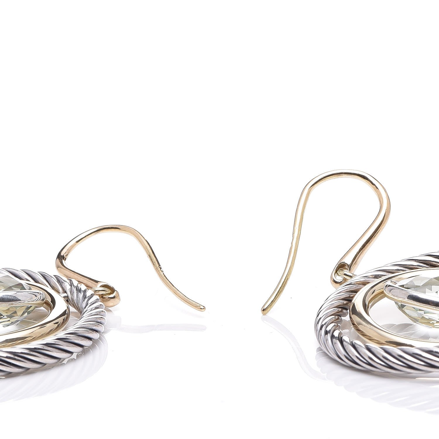David Yurman 18K Yellow Gold Sterling Silver Prasiolite Mobile Earrings 3 of 5