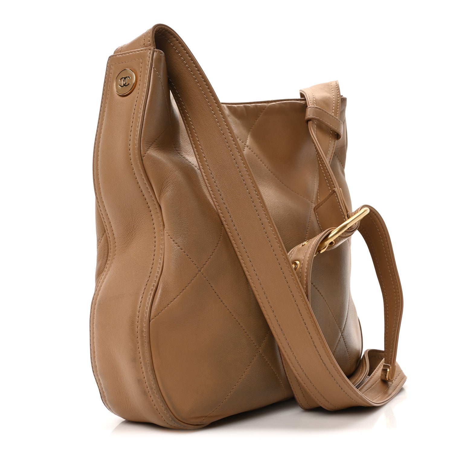 Chanel Calfskin Stitched Easy Mood Hobo Beige 3 of 10