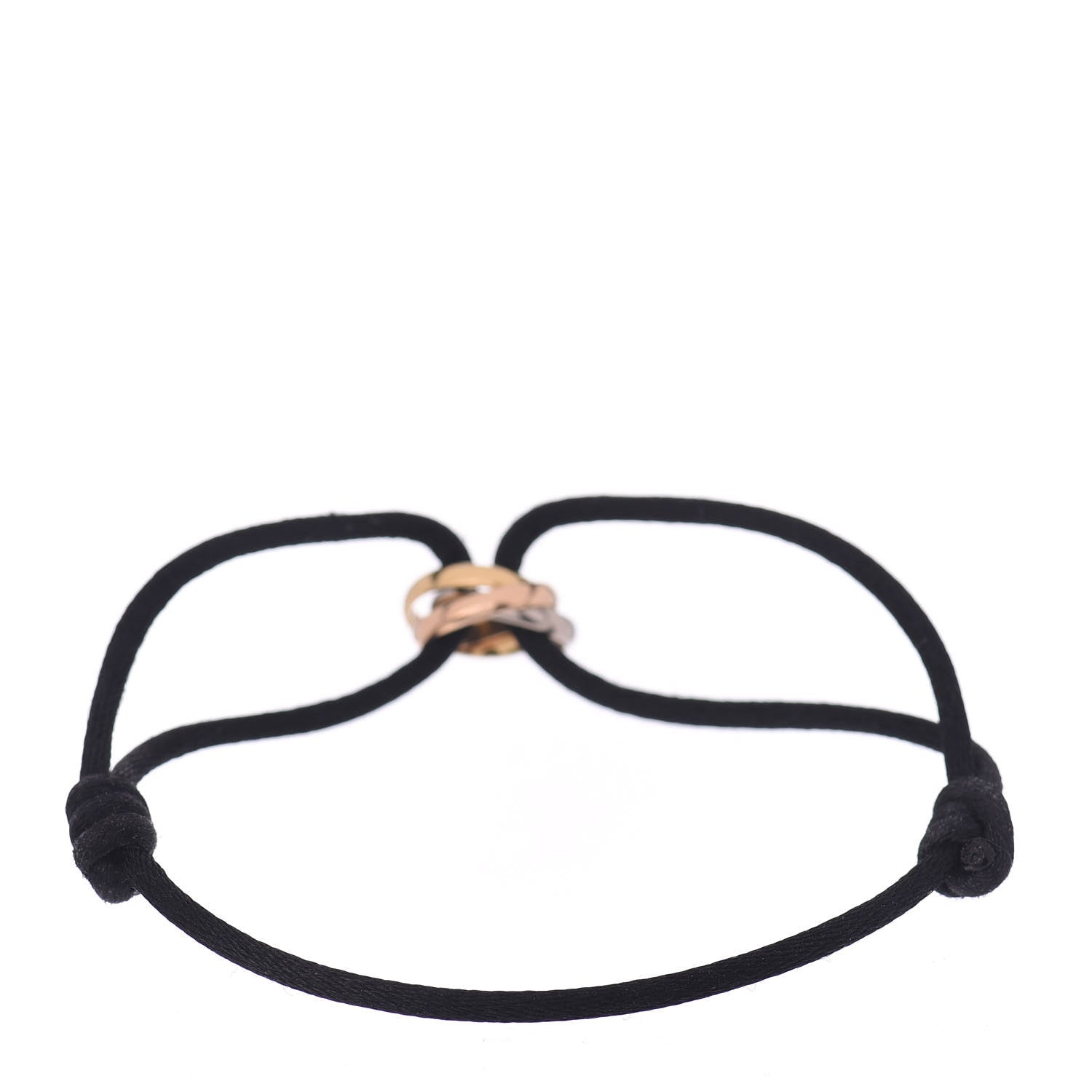Cartier 18K Pink Yellow White Gold Trinity Adjustable Cord Bracelet Black 3 of 4