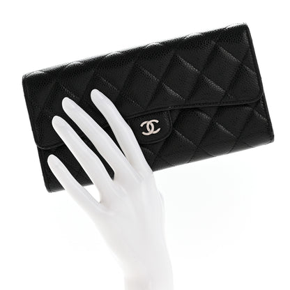 Chanel Caviar Quilted Large Gusset Flap Wallet Black 2 of 11