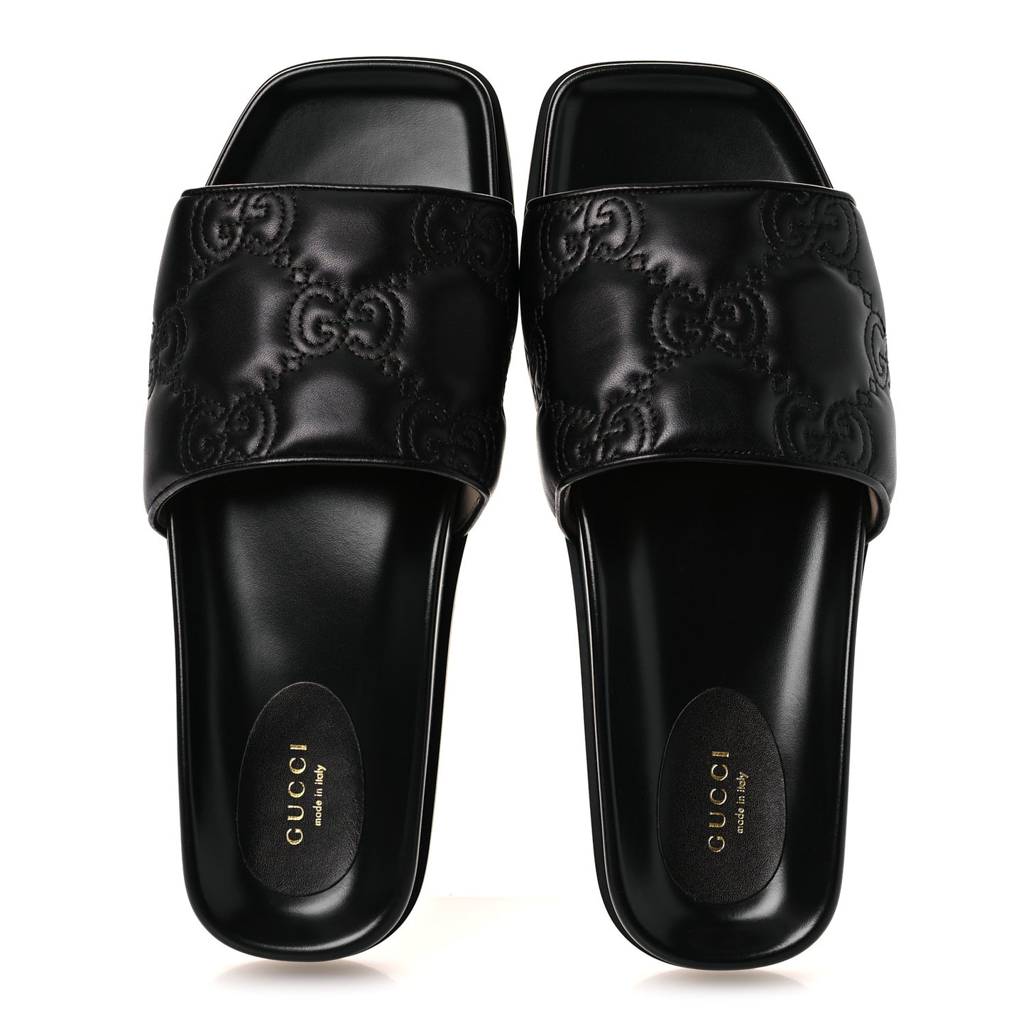 Nappa GG Matelasse Flat Slide Sandals 42 Black