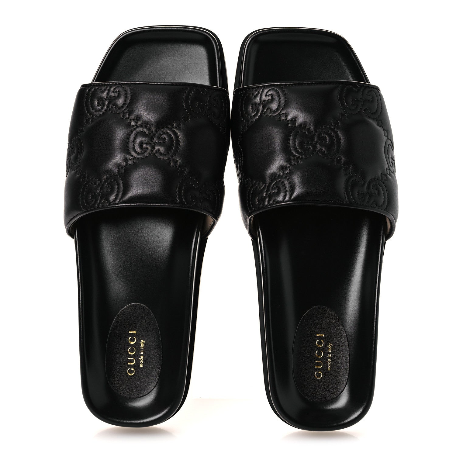 Gucci Nappa GG Matelasse Flat Slide Sandals 42 Black 2 of 11