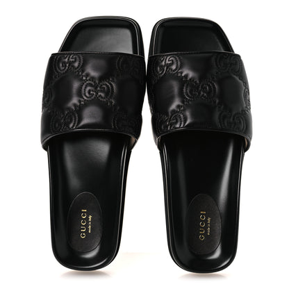 Gucci Nappa GG Matelasse Flat Slide Sandals 42 Black 2 of 11