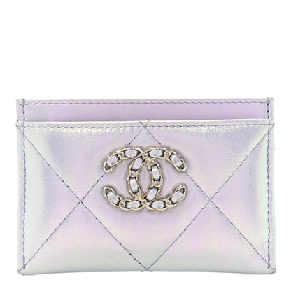 Chanel Iridescent Calfskin Quilted Chanel 19 Card Holder Light Purple 1 of 16