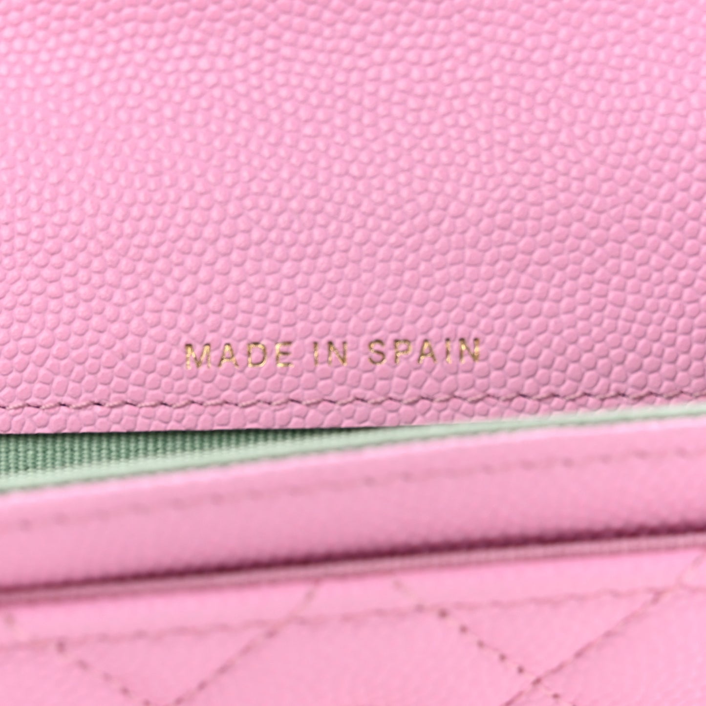 Caviar Metal Perforated Quilted CC Flap Card Holder Pink Green