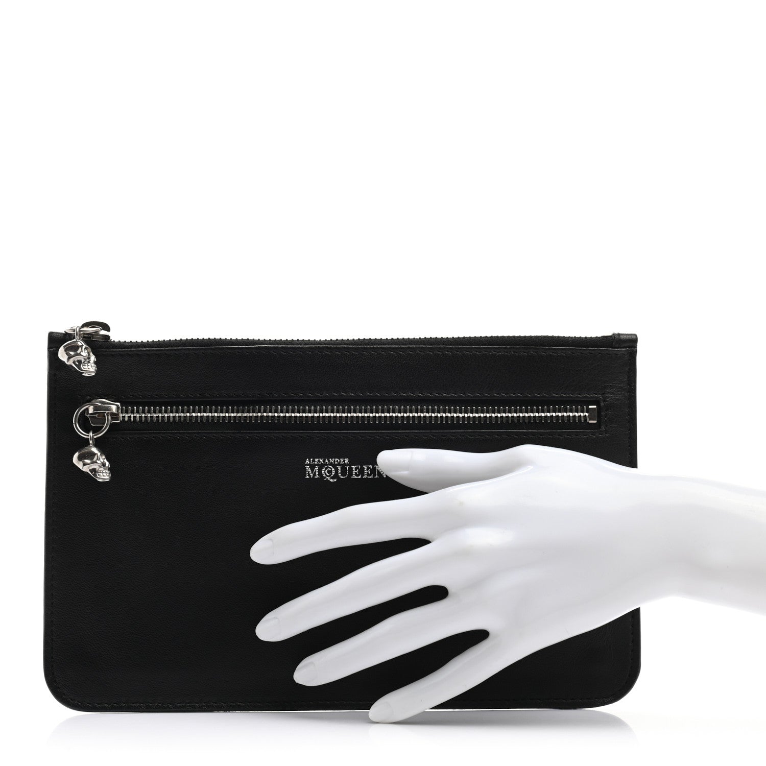 Alexander McQueen Calfskin Studded Skull Small Zipped Pouch Black 2 of 9