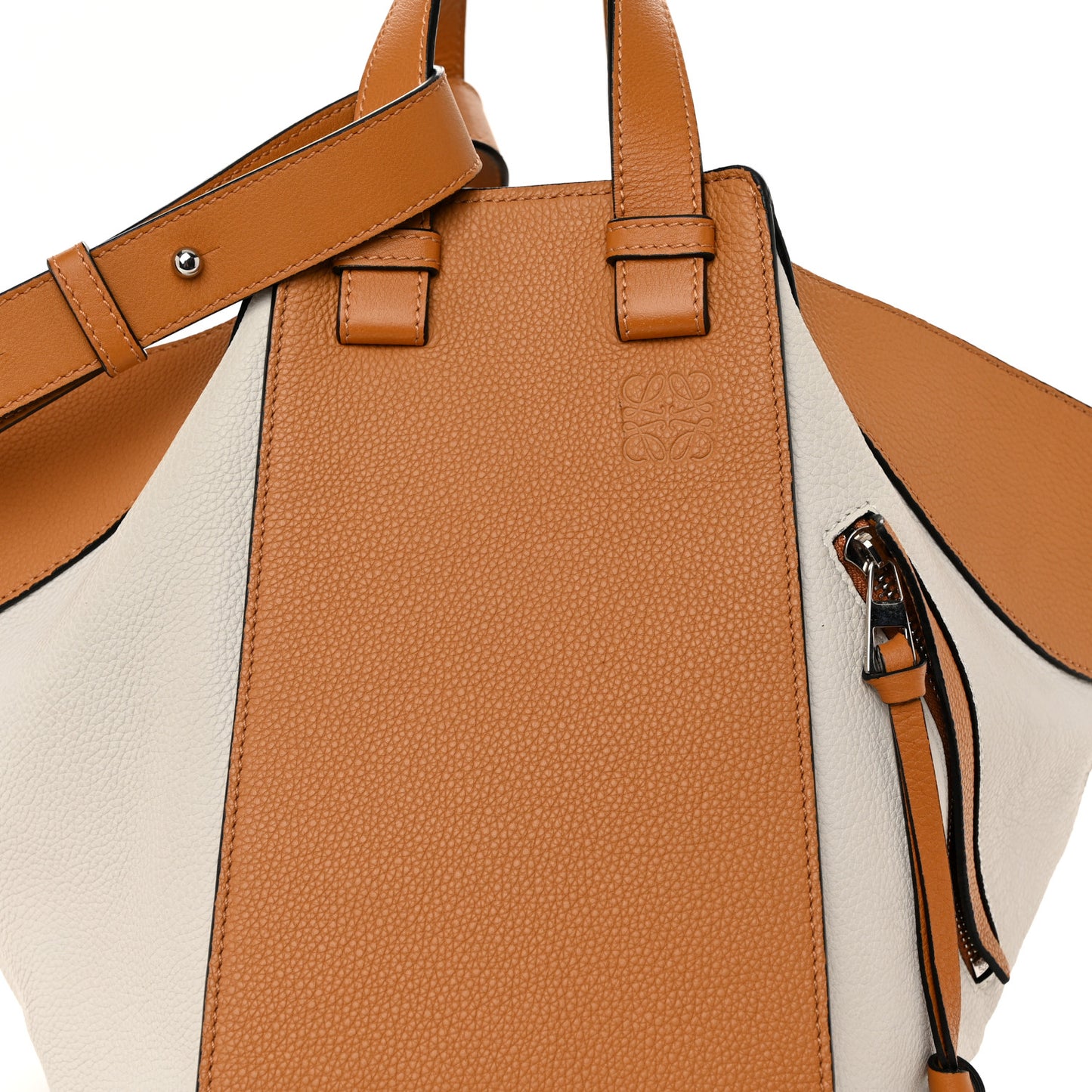 Calfskin Medium Hammock Shoulder Bag Tan White
