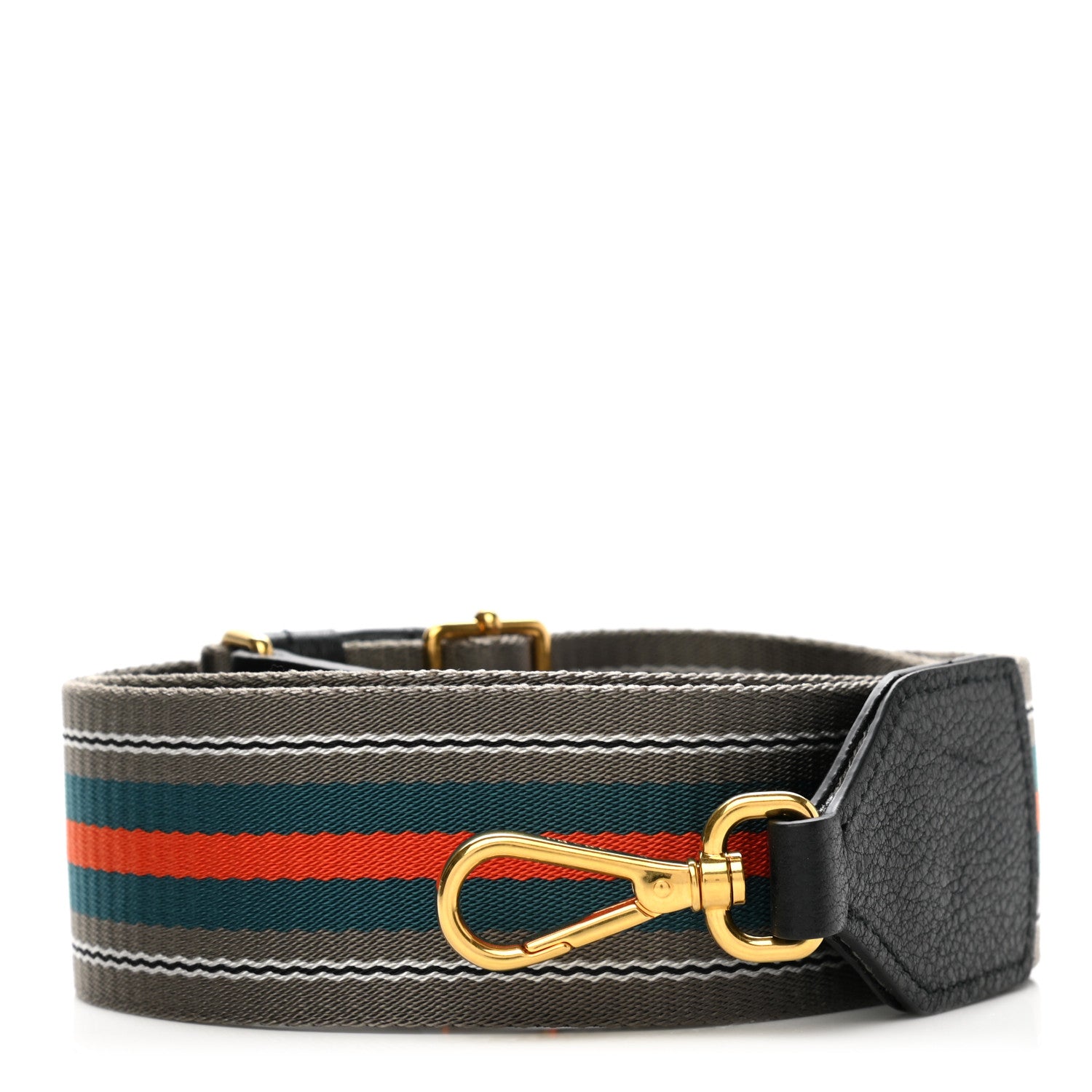 Prada Vitello Daino Striped Fabric Shoulder Strap 1 of 5