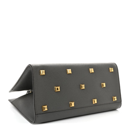 Salvatore Ferragamo Hammered Calfskin Medium The Studio Box Bag Sparrow 4 of 10