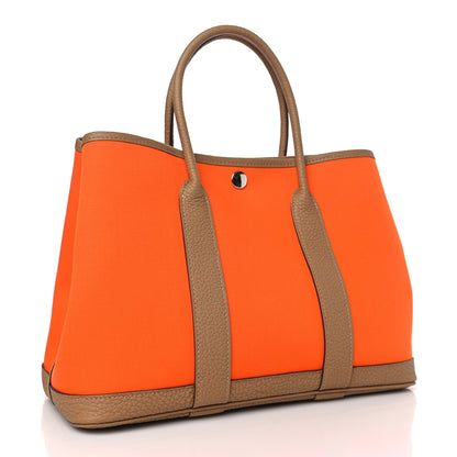 Hermes Toile Militaire Vache Country Garden Party 30 TPM Orange Chai 3 of 10