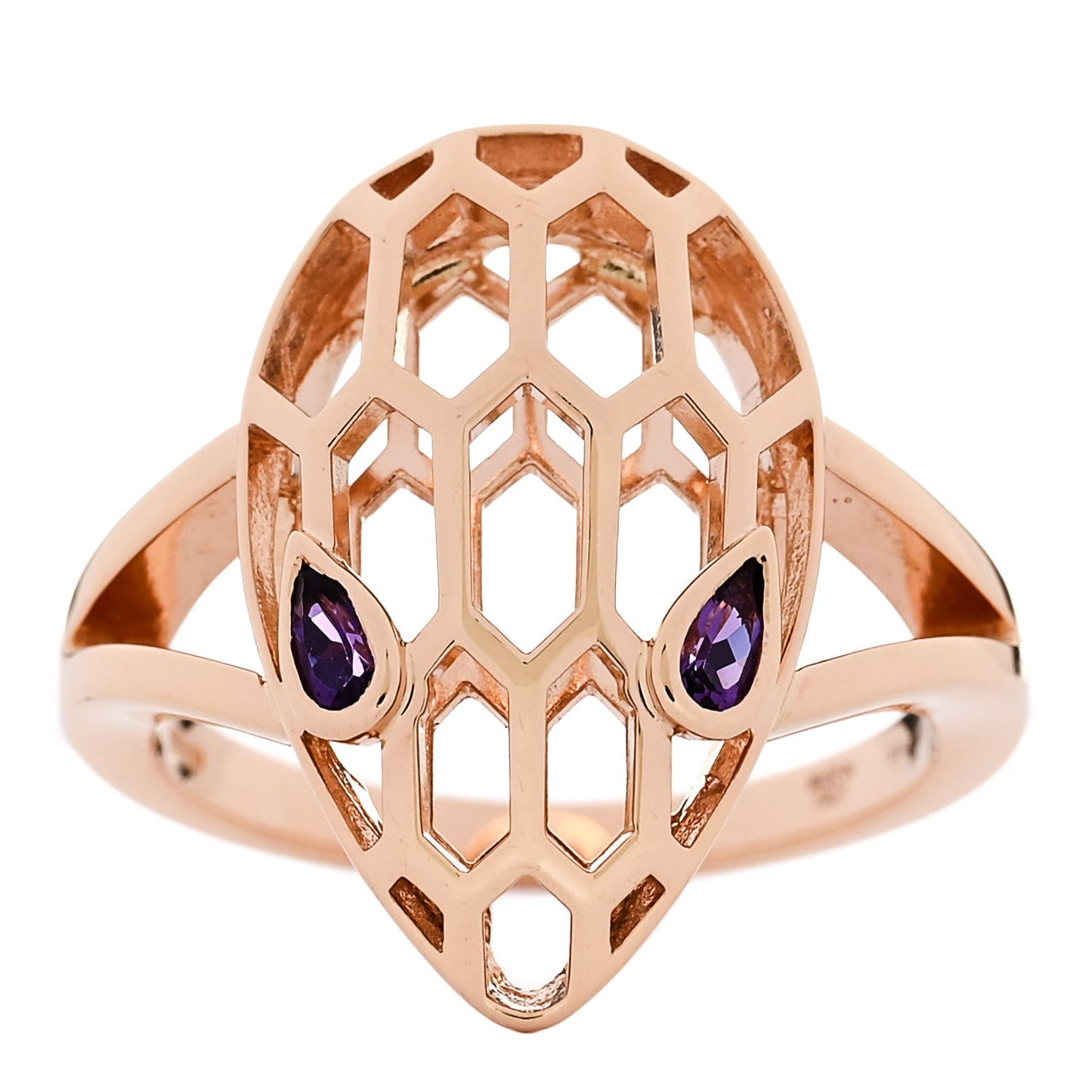 18K Rose Gold Amethyst Serpenti Seduttori Ring 54 7