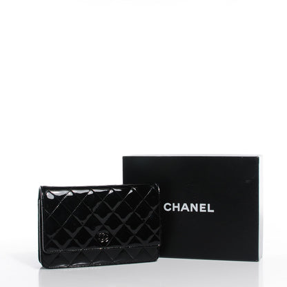 Chanel Patent Calfskin Quilted Wallet On Chain WOC So Black 9 of 9