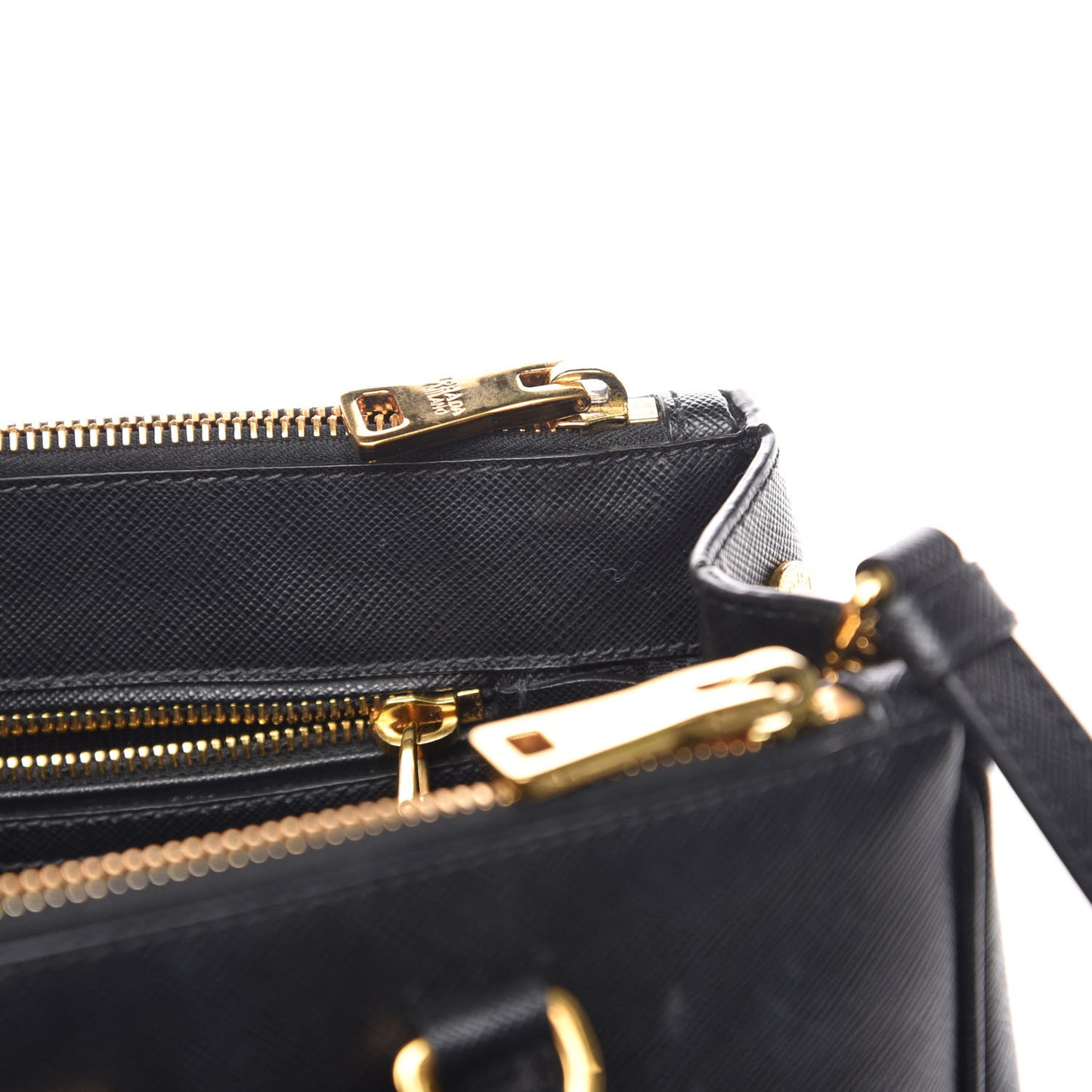 Saffiano Small Galleria Double Zip Tote Black