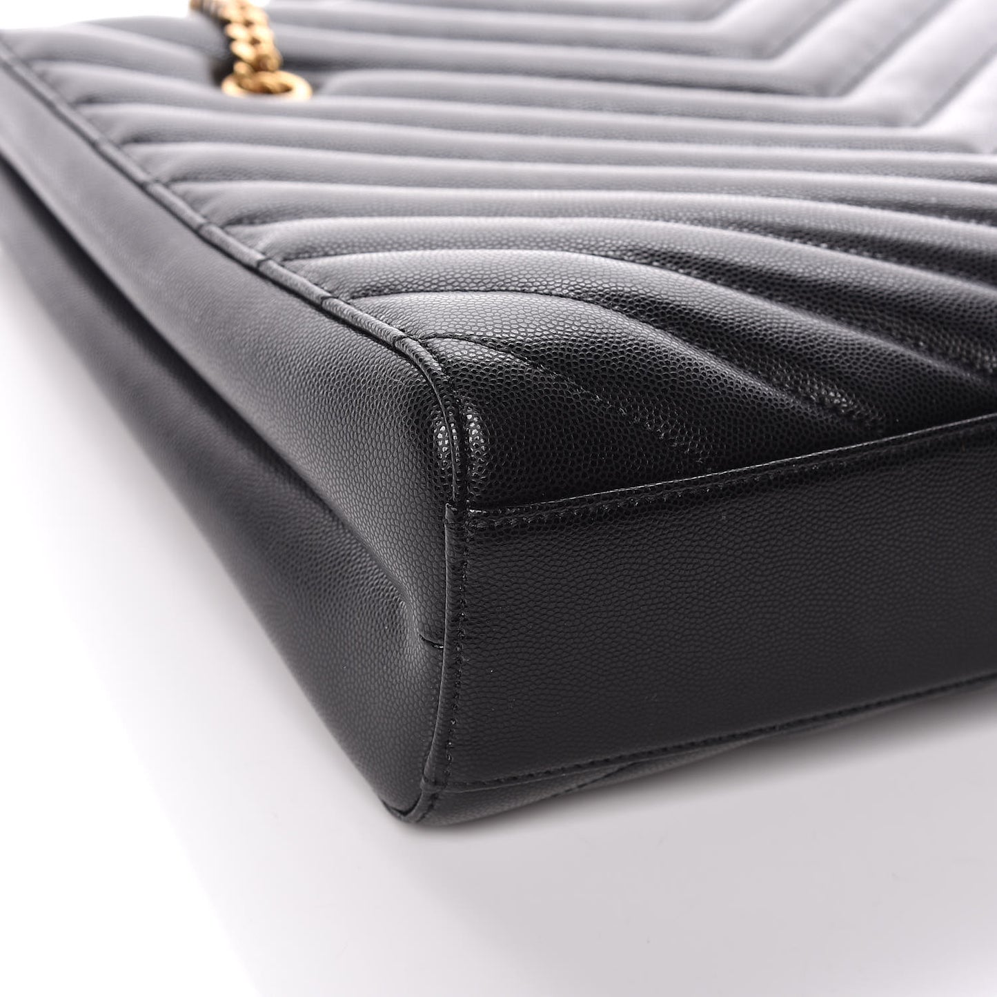 Grain De Poudre Matelasse Chevron Medium Tribeca Shopping Bag Black