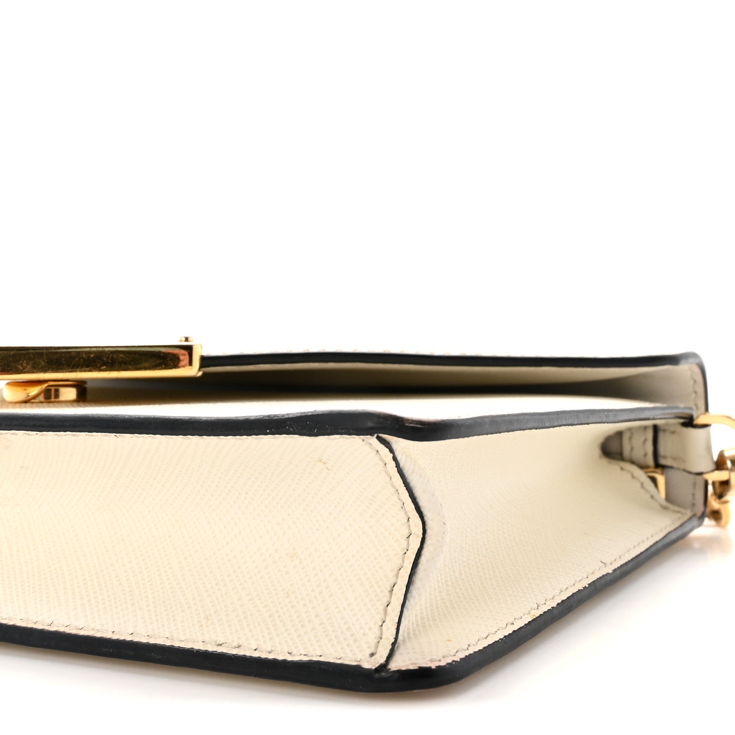 Prada Saffiano Lux Metal Triangle Logo Mini Envelope Chain Shoulder Bag White 9 of 9