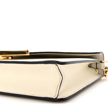 Prada Saffiano Lux Metal Triangle Logo Mini Envelope Chain Shoulder Bag White 9 of 9