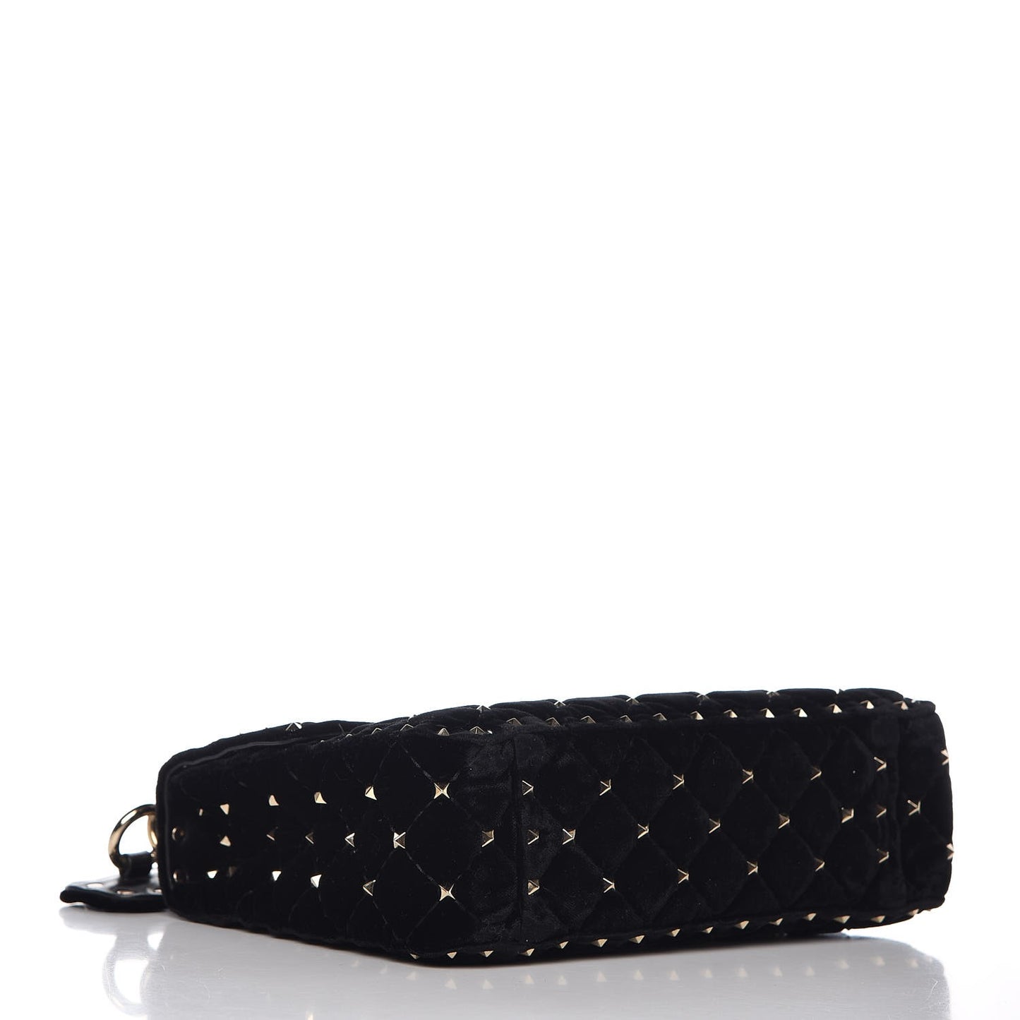 Velvet Medium Rockstud Spike Shoulder Bag Black