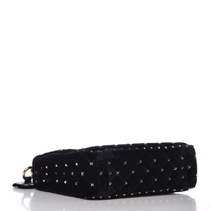 Valentino Garavani Velvet Medium Rockstud Spike Shoulder Bag Black 5 of 7