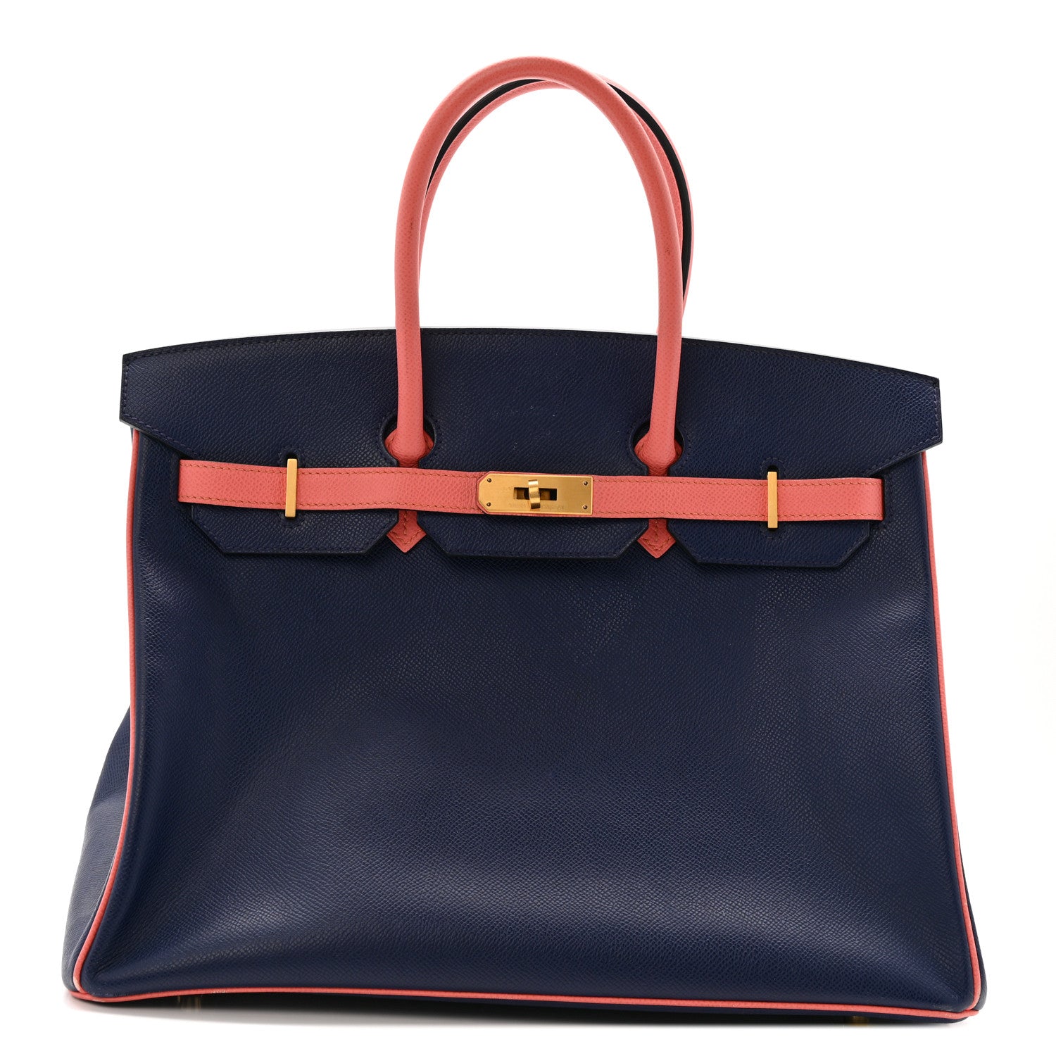 Hermes Epsom Horseshoe Birkin 35 Bleu Saphir Flamingo 1 of 17