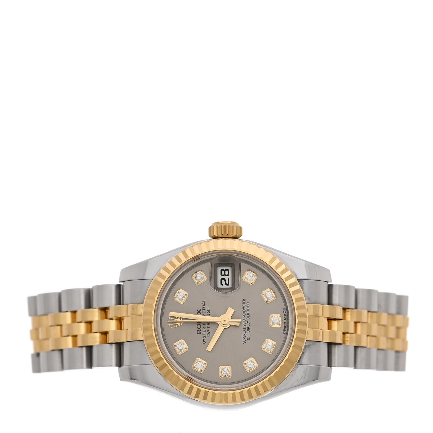 Stainless Steel 18K Yellow Gold Diamond 26mm Oyster Perpetual Datejust Watch Silver 179173