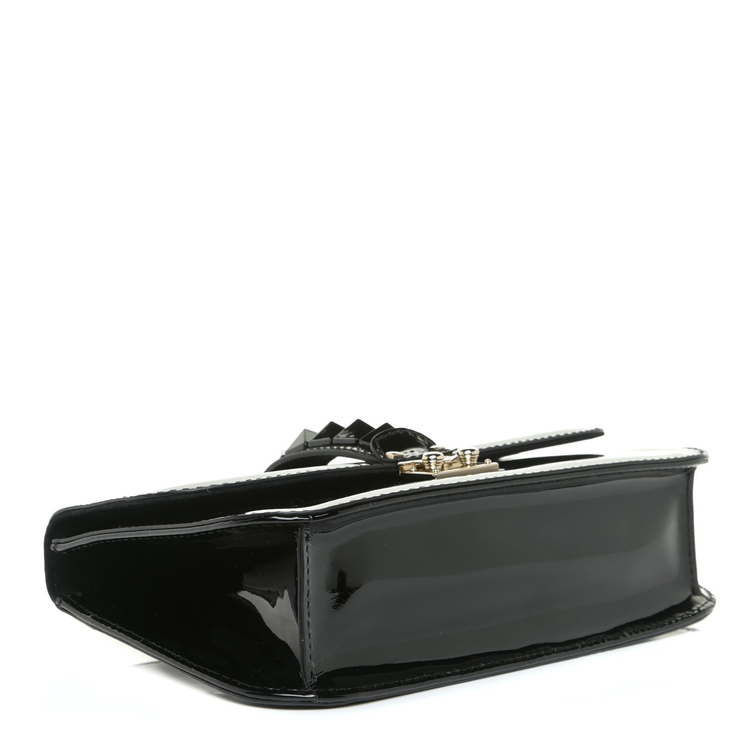 Valentino Garavani Patent Monochrome Medium Glam Lock Rockstud Flap Black 4 of 15