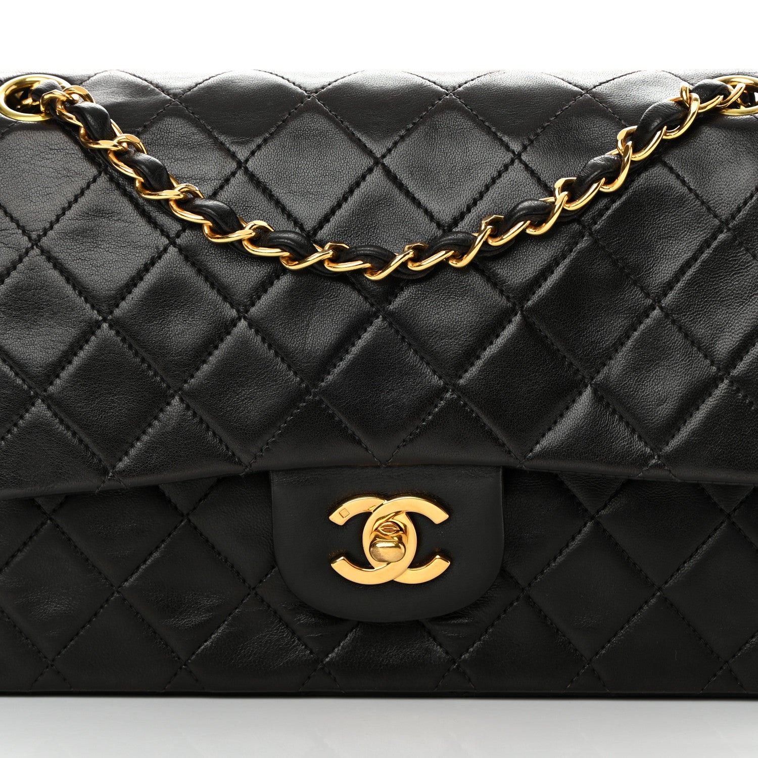 Chanel Lambskin Quilted Medium Double Flap Black 9 of 15