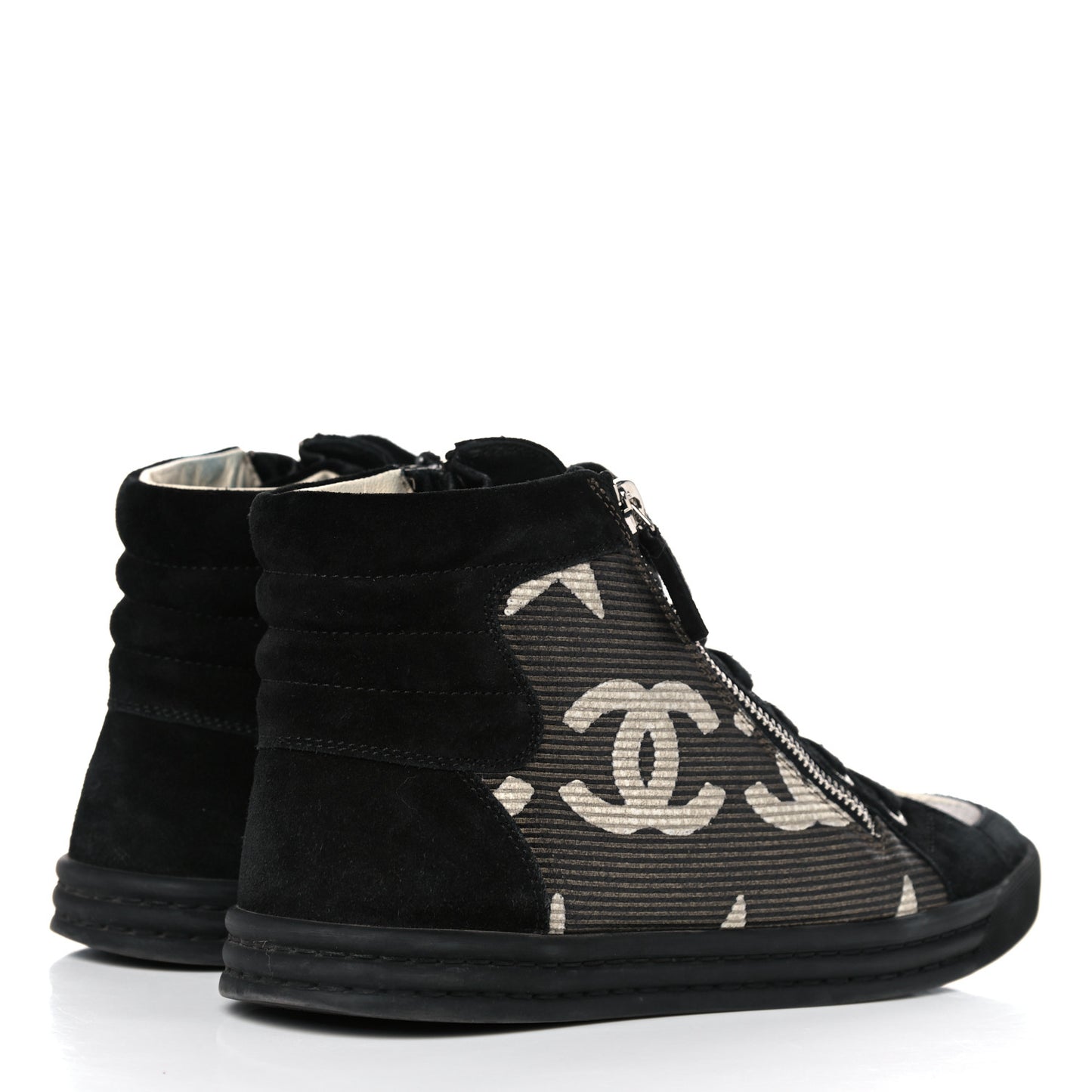 Canvas Suede CC Star Zipped High Top Sneakers 37.5 Black