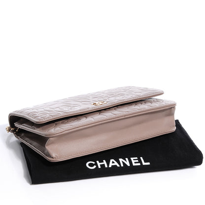 Chanel Lambskin Camellia Wallet on Chain Beige 4 of 7