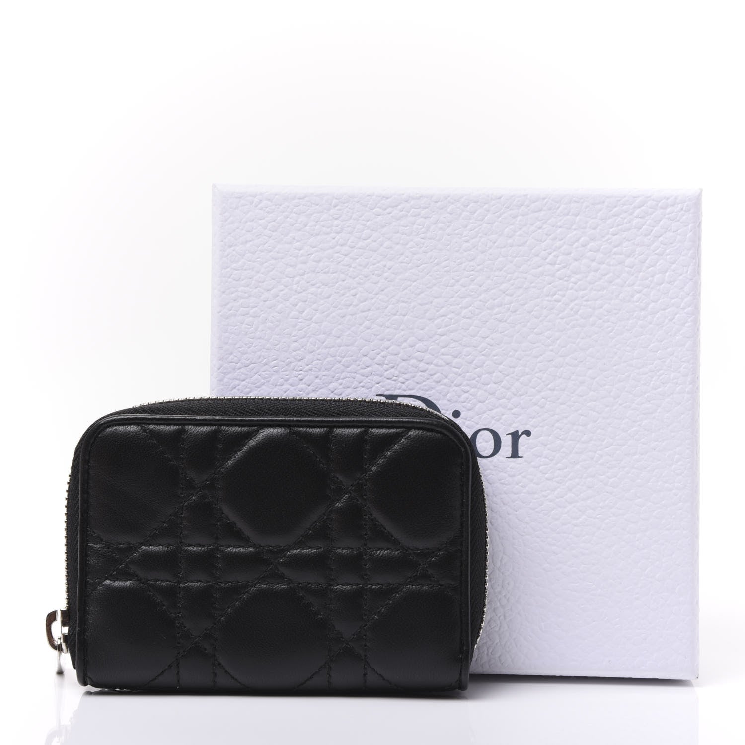 Christian Dior Lambskin Cannage Mini Lady Dior Zip Portemonnaie Black 8 of 8