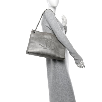 Chanel Iridescent Calfskin CC East West Shopping Tote Light Grey 2 of 13
