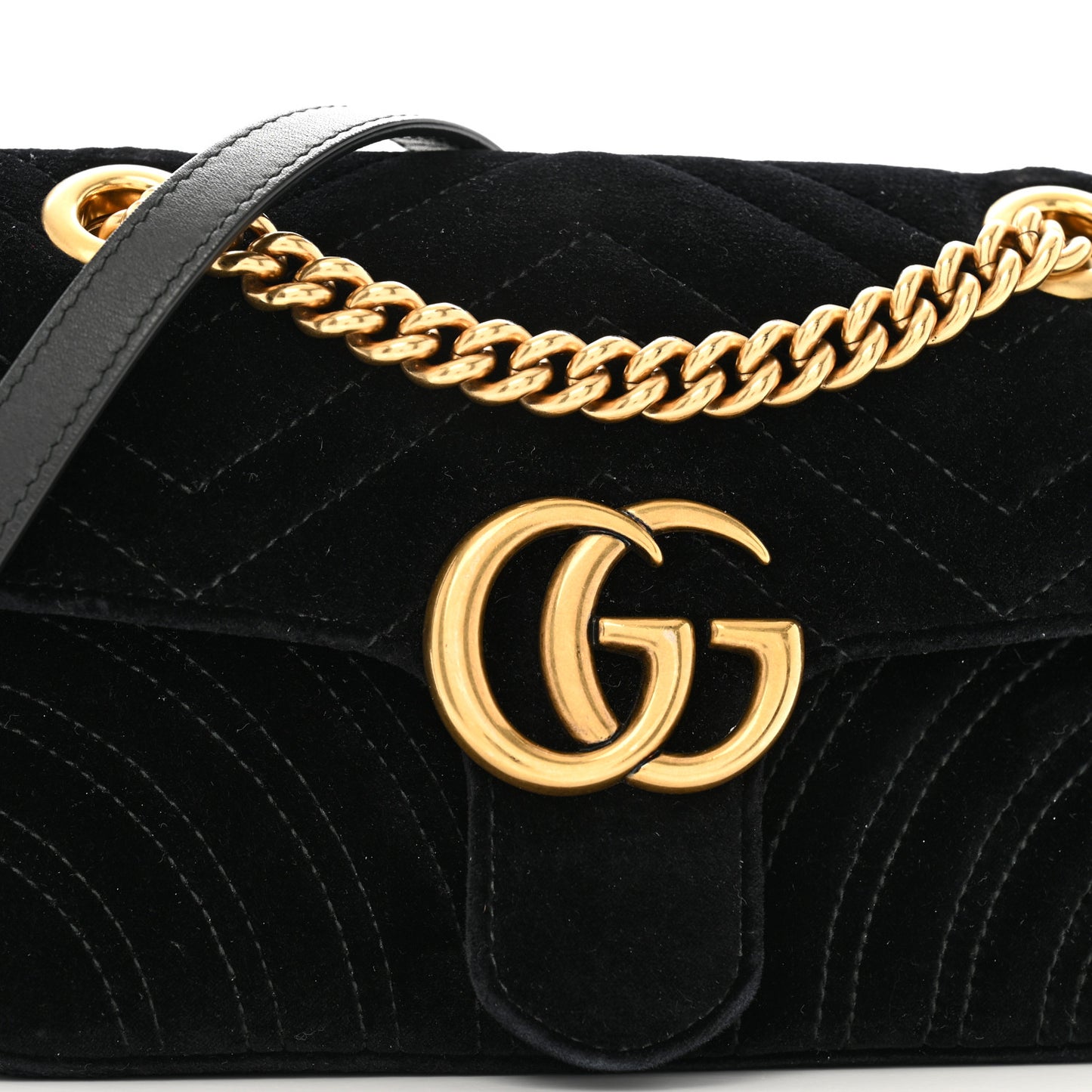 Velvet Matelasse Mini GG Marmont Shoulder Bag Black