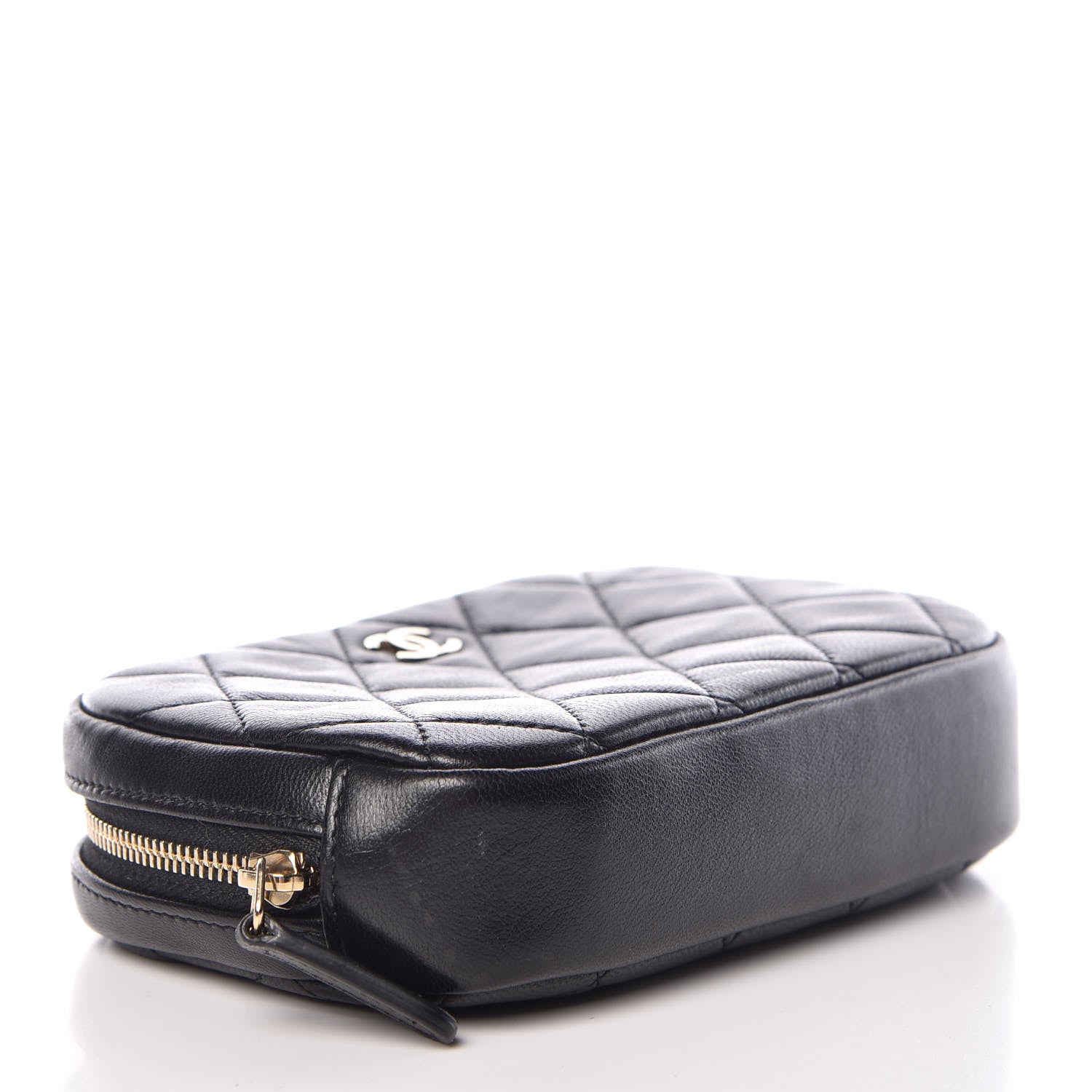 Chanel Lambskin Quilted Small Curvy Pouch Cosmetic Case Black 4 of 7
